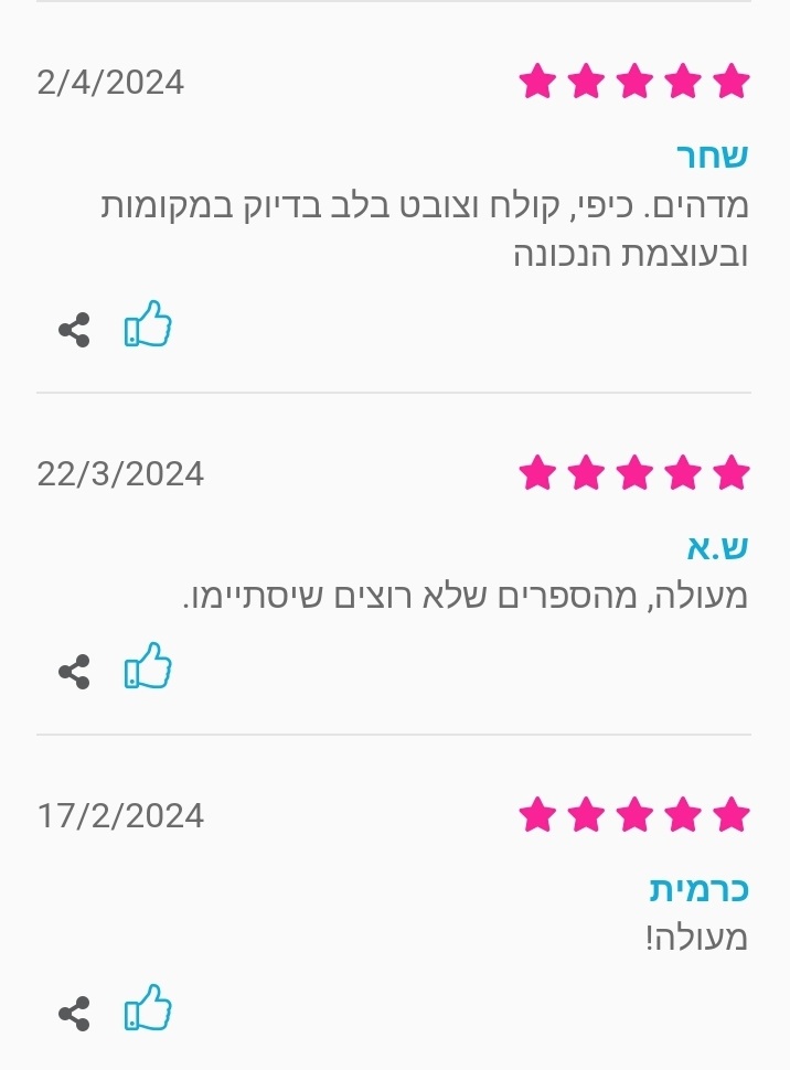 צילום מאתר "עברית" של דירוגי קוראים נלהבים שאהבו את הספר